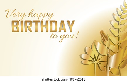 a birthday card with gold  leaves 