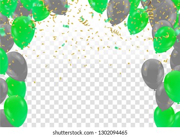 birthday card with green balloons. Happy birthday	