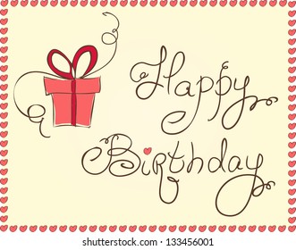 birthday card hand drawn with gifts eps8
