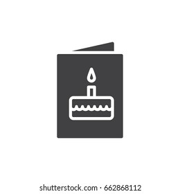 Birthday card icon vector, filled flat sign, solid pictogram isolated on white. Symbol, logo illustration. Pixel perfect
