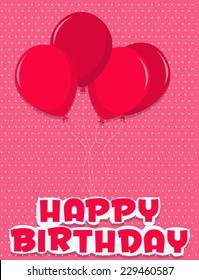 birthday card illustrated streamers and balloons