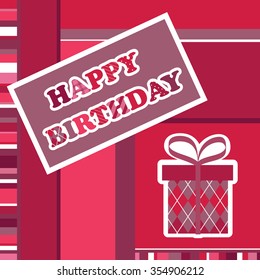 Birthday Card Illustration. Gift box vector.