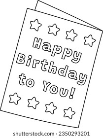 Birthday Card Isolated Coloring Page for Kids