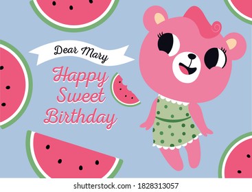 Birthday card with kittens in dark red car and red background