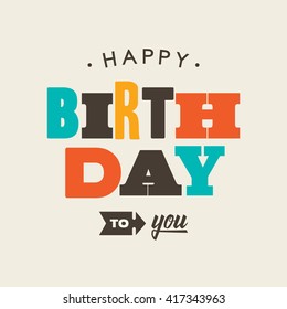 Vintage Retro Happy Birthday Card Type Stock Vector (Royalty Free ...