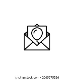 Icono de línea de tarjeta de cumpleaños, plantilla de vector