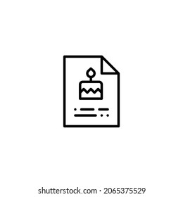 Birthday Card Line Icon, Vector Template