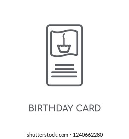 Birthday card linear icon. Modern outline Birthday card logo concept on white background from Birthday party and wedding collection. Suitable for use on web apps, mobile apps and print media.