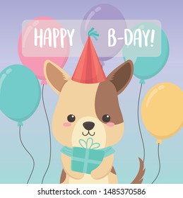 birthday card with little dog character