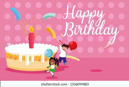 birthday card with little kids celebrating