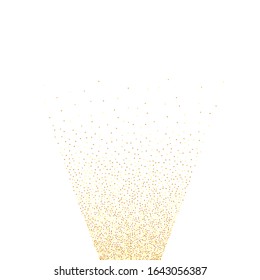Birthday card with metallic texture. Geometric anniversary illustration.  Vector round bokeh. Abstract iridescent background. Chaotic bridal backdrop. Gold confetti. Isolated golden dust particles.