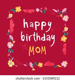 Birthday Card Mom Hand Drawn Frame Stock Vector (Royalty Free ...