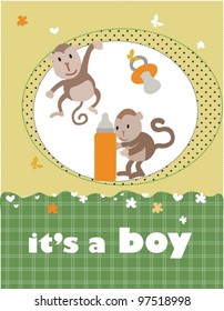 birthday card with monkey