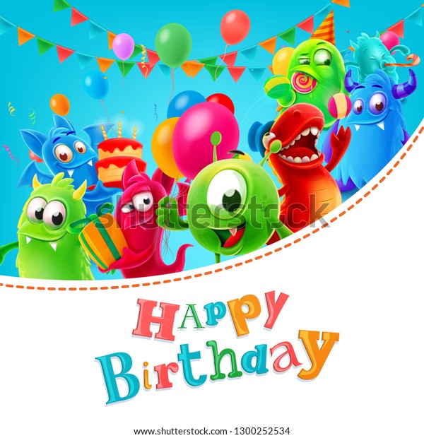 Birthday Card Monster Stock Vector (Royalty Free) 1300252534 | Shutterstock