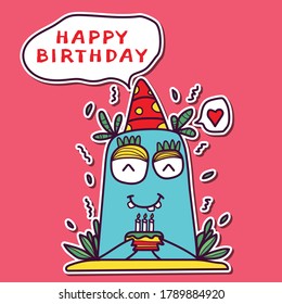 Birthday card with a monster vector illustration