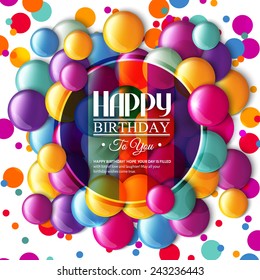 Birthday Card With Multicolored Candy And Text.