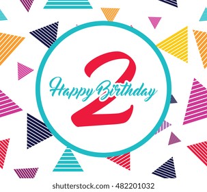 Birthday card with numbers age and background festive. Anniversary 2 (two)