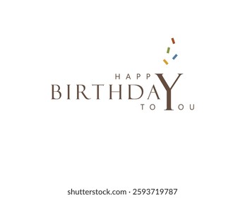 Birthday card on white background, abstract, brown
