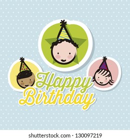 birthday card over blue background. vector illustration