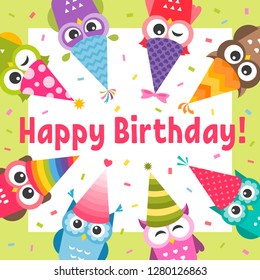 
Birthday Card with Owls