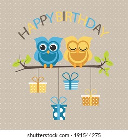 birthday card with owls