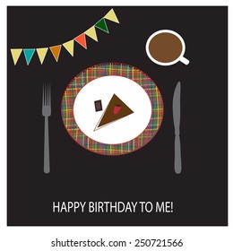 Birthday card with piece of cake