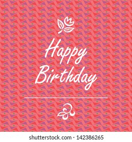 Birthday card with pink background. vector