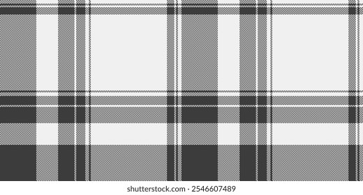 Textura de fundo de cartão de aniversário jogado, corte vetor tartan check. Padrão têxtil do painel de janelas tecido sem costura na paleta de cores branco e cinza.