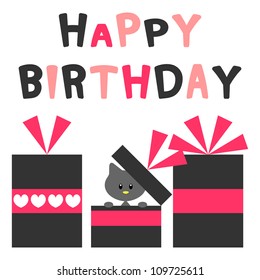 Birthday card with pretty kitty