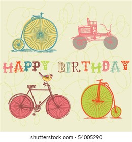 birthday card. retro bicycle