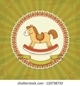 Birthday card with rocking horse