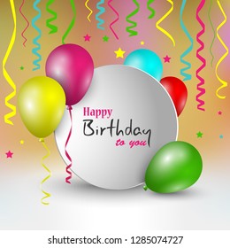 Birthday card with round pointer and balloons template