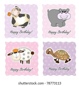birthday card set with animals