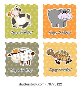 birthday card set with animals