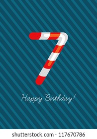 Birthday card, seven years old, number seven, ideal for seventh birthday