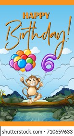 Birthday card for six years old illustration