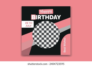 birthday card social media banner design template 