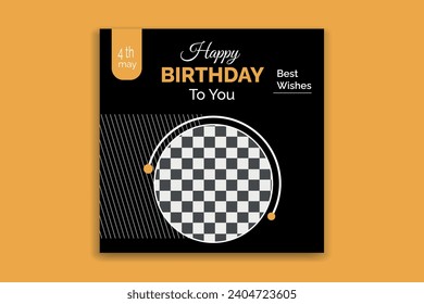 birthday card social media banner design template 