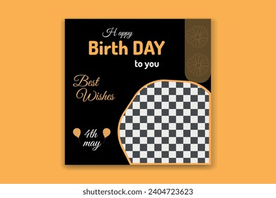 birthday card social media banner design template 