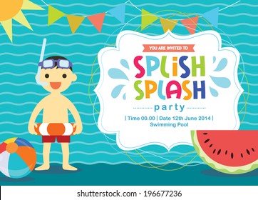 Birthday Card Summer Fun Splash Invitation