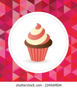 Birthday card with sweet cupcake. vector illustration