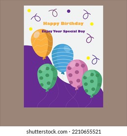 Birthday card template with balloons