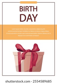 Birthday card template with gift box and elegant design