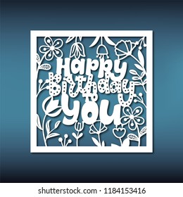 Birthday card template for laser cutting. Pattern for paper card. Stencil for scrapbooking.File for cutting on machines Cricut and Silhouette Cameo and any other cutting machines