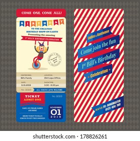 Birthday card with Ticket Boarding pass style Template