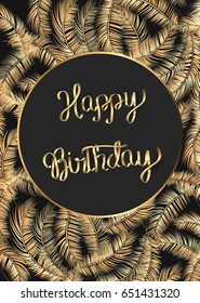 Birthday card with tropical pattern.Vector illustration.