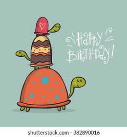 birthday card with turtle