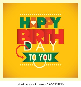 Birthday card with typography. Vector illustration.