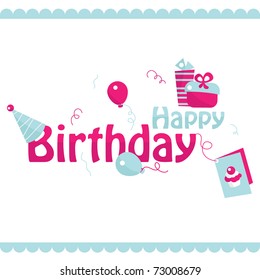 Birthday card, vector.