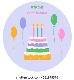 Birthday card. Vector illustration.